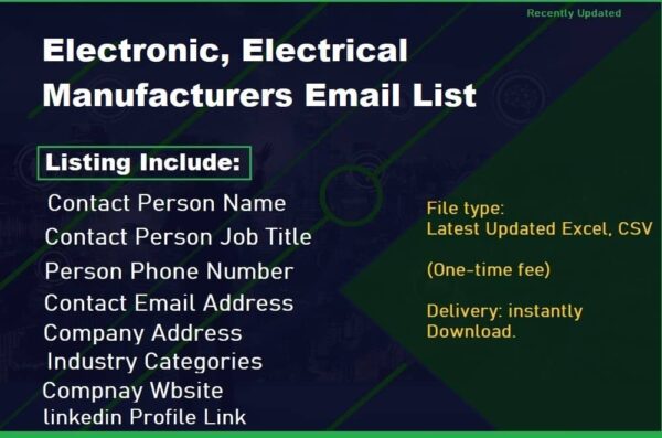 Electronic, Electrical Manufacturers Consumer Email List