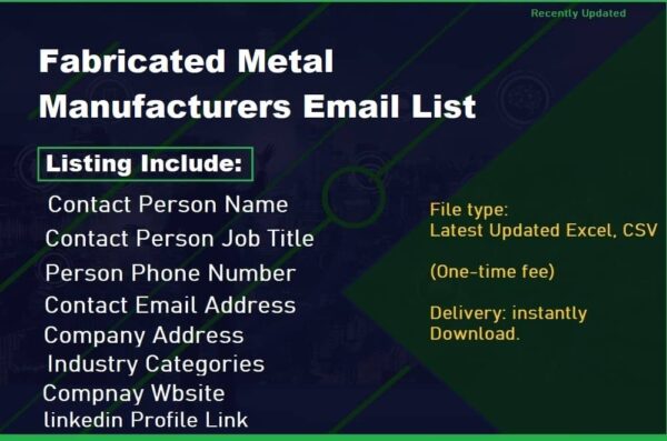 Fabricated Metal Manufacturers Consumer Email List