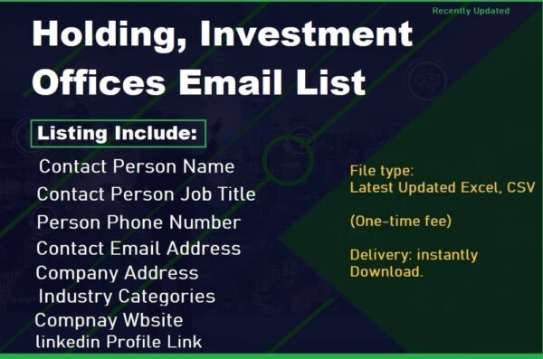 Holding, Investment Offices Consumer Email List