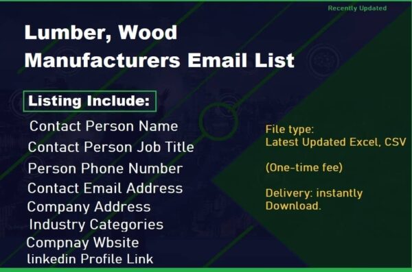 Lumber, Wood Manufacturers Consumer Email List