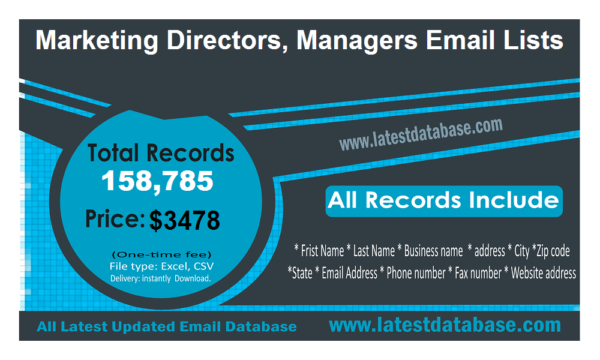 Marketing Directors, Managers Consumer Email Lists