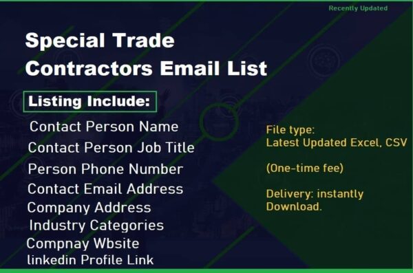 Special Trade Contractors Consumer Email List