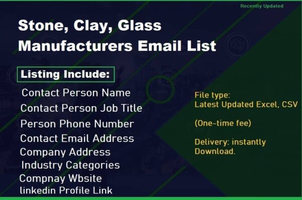 Stone, Clay, Glass Manufacturers Consumer Email List