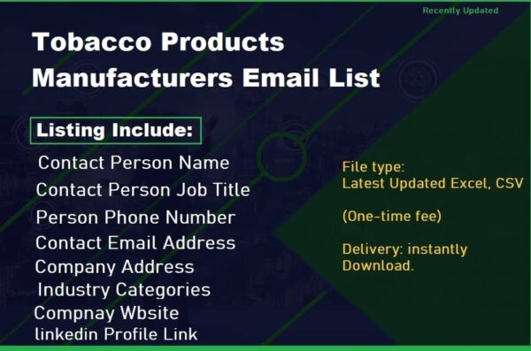 Tobacco Products Manufacturers Consumer Email List